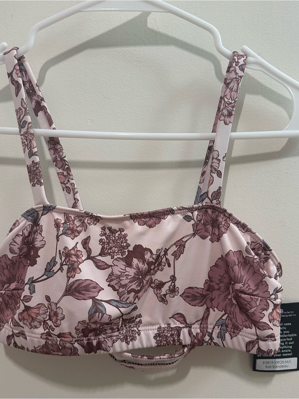 NWT Onzie Bali bandeau bra top medium large vintage rose pink floral yoga